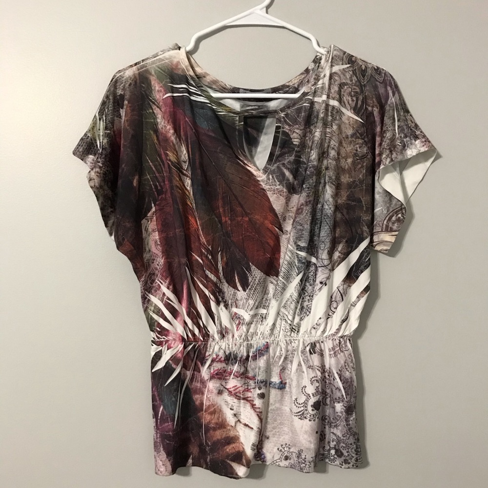 Colorful Feather Print Dress Top